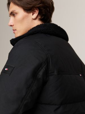 black water repellent rockie puffer jacket for men tommy hilfiger