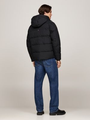 black water repellent rockie puffer jacket for men tommy hilfiger