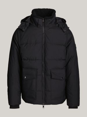 black water repellent rockie puffer jacket for men tommy hilfiger