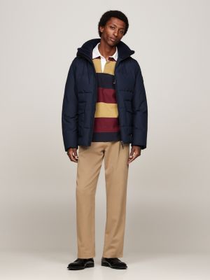 blue water repellent rockie puffer jacket for men tommy hilfiger