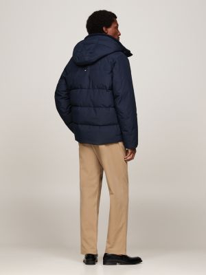 blue water repellent rockie puffer jacket for men tommy hilfiger