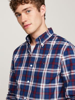 camicia regular fit a quadri tartan tommy blu da uomini tommy hilfiger