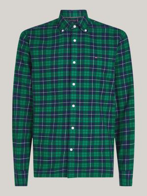 camicia regular fit a quadri verde da uomini tommy hilfiger