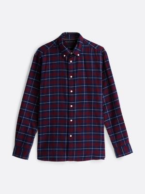 red brushed check regular fit shirt for men tommy hilfiger