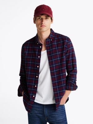 rot regular fit hemd aus gebürsteter baumwolle für herren - tommy hilfiger