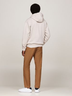 sweat à capuche décontracté en sergé à logo marron pour hommes tommy hilfiger