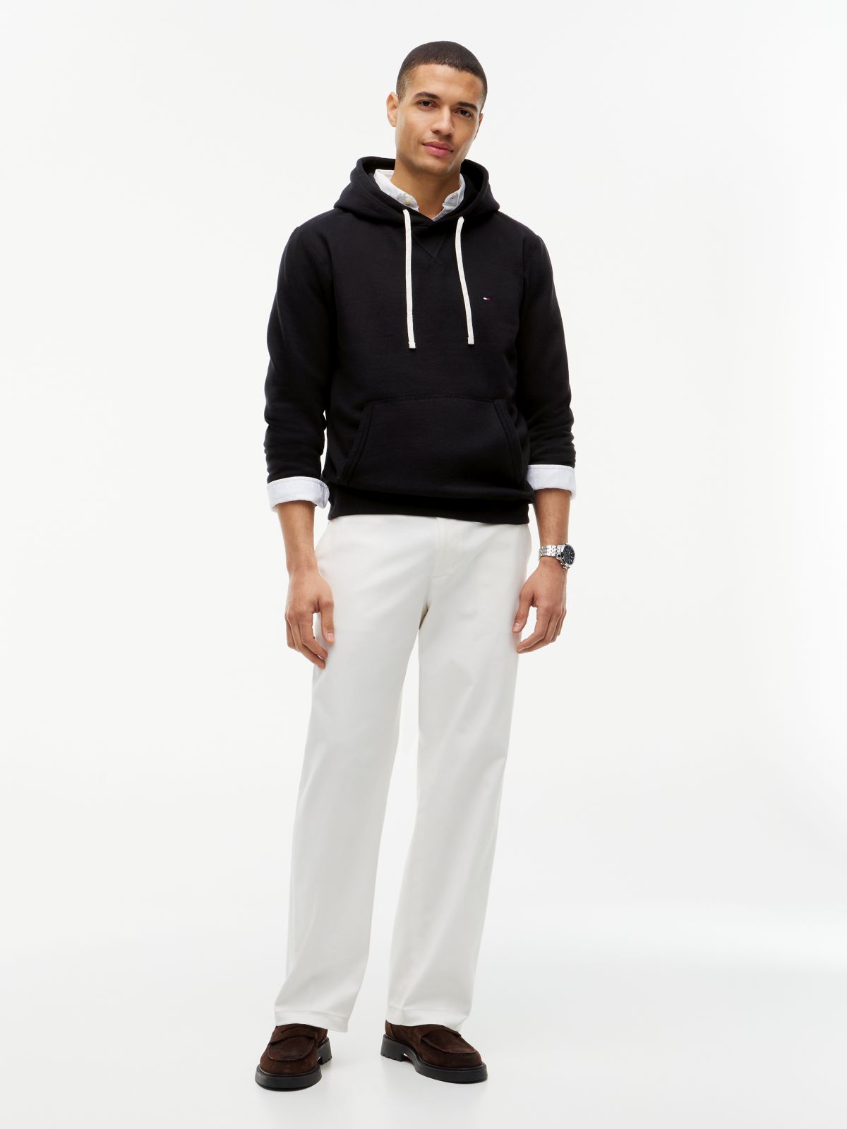 Fleece Drawstring Hoody — Black