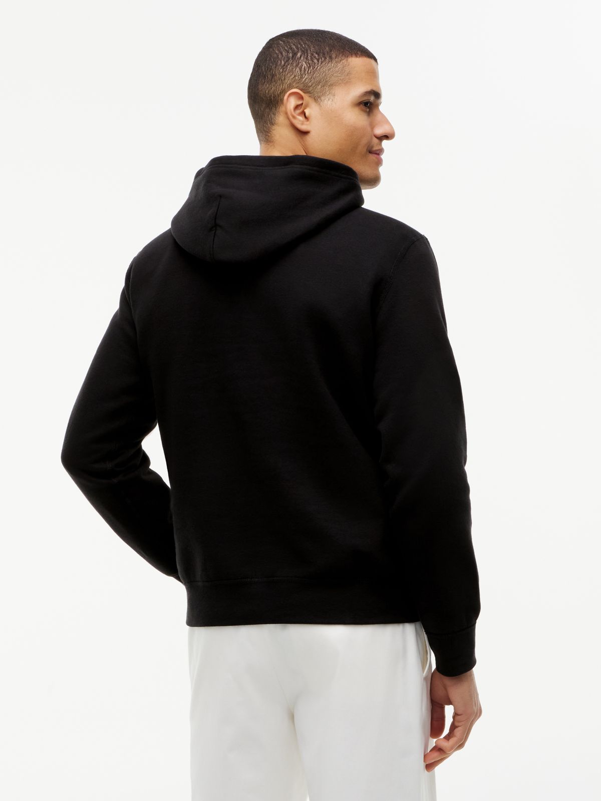 Fleece Drawstring Hoody — Black