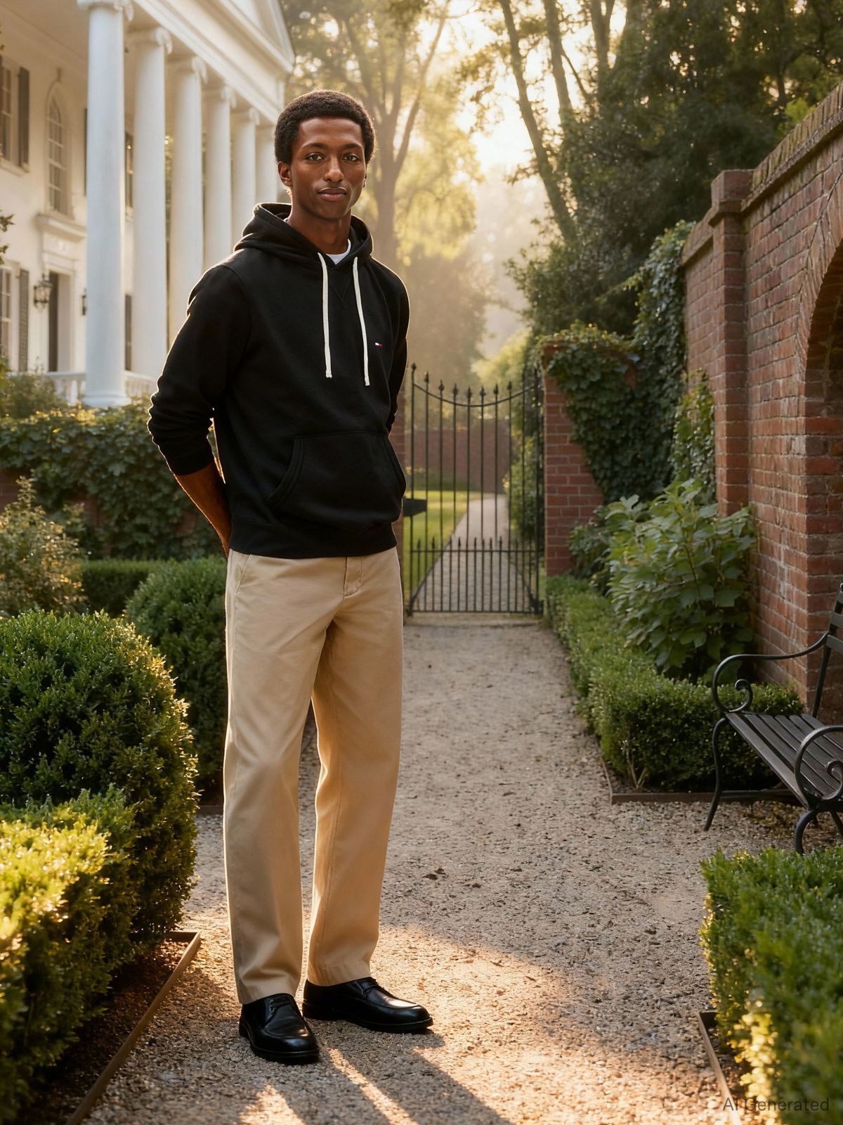 Fleece Drawstring Hoody — Black