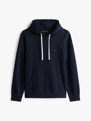 blue fleece drawstring hoody for men tommy hilfiger