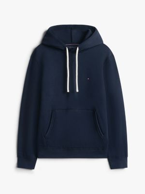 blue fleece drawstring hoody for men tommy hilfiger