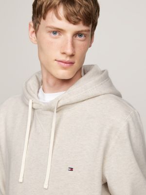 brown fleece drawstring hoody for men tommy hilfiger