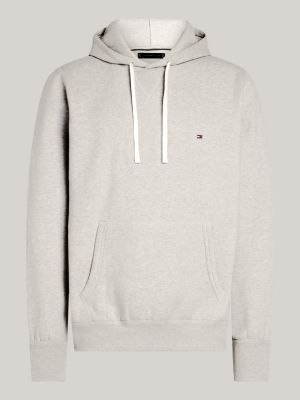 brown fleece drawstring hoody for men tommy hilfiger