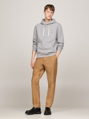 felpa con cappuccio e lacci grigio da uomini tommy hilfiger