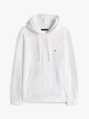 white fleece drawstring hoody for men tommy hilfiger