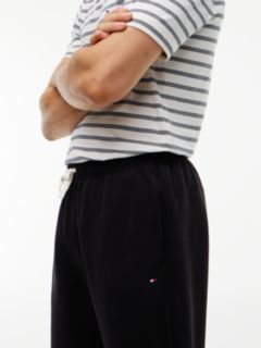 Contrast Drawstring Fleece Cuffed Joggers — Black 3