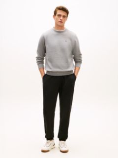 Contrast Drawstring Fleece Cuffed Joggers — Black 1