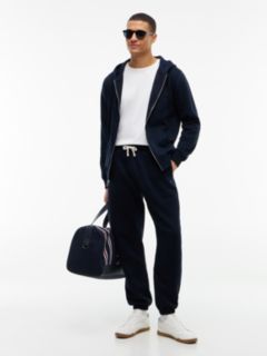 Contrast Drawstring Fleece Cuffed Joggers — Blue 2