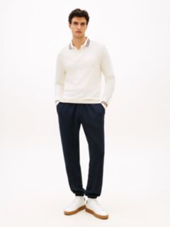 Contrast Drawstring Fleece Cuffed Joggers — Blue 1