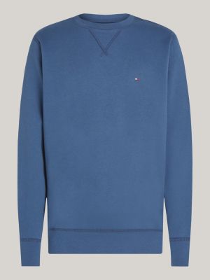 blue fleece crew neck sweatshirt for men tommy hilfiger