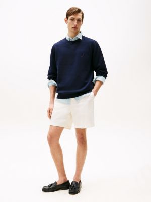 blue fleece crew neck sweatshirt for men tommy hilfiger