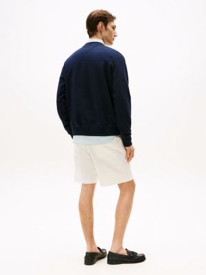 blue fleece crew neck sweatshirt for men tommy hilfiger