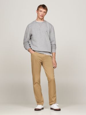 grey fleece crew neck sweatshirt for men tommy hilfiger