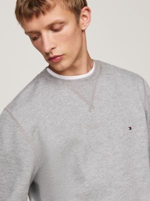 grey fleece crew neck sweatshirt for men tommy hilfiger