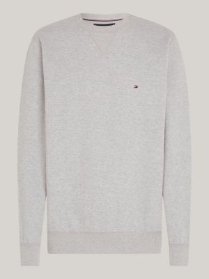 grey fleece crew neck sweatshirt for men tommy hilfiger