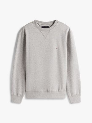 grey fleece crew neck sweatshirt for men tommy hilfiger