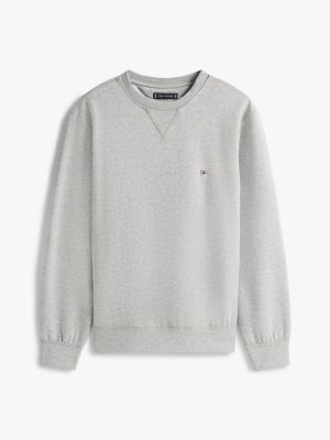 grau rundhals-sweatshirt aus fleece für herren - tommy hilfiger