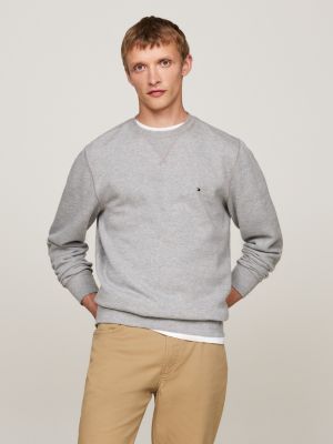 felpa con bandierina ricamata grigio da uomini tommy hilfiger