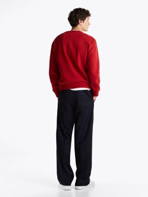 red fleece crew neck sweatshirt for men tommy hilfiger