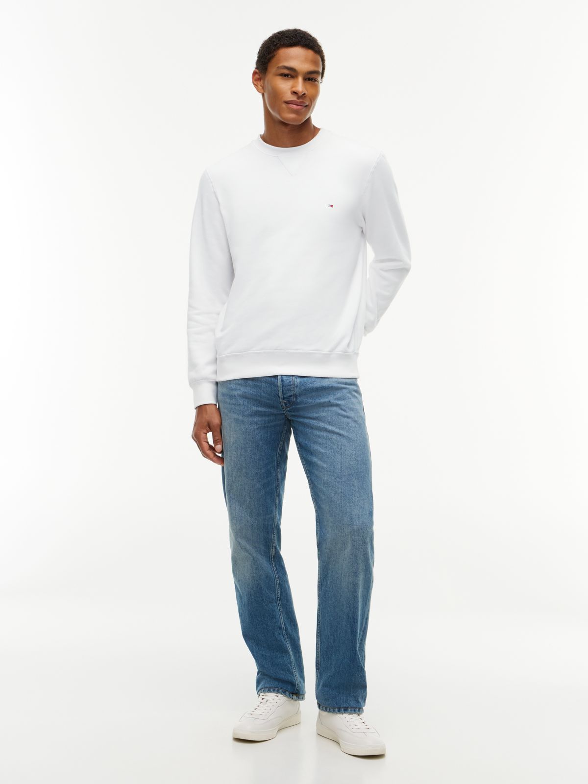 Fleece Crew Neck Sweatshirt — White