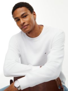 Fleece Crew Neck Sweatshirt — White 3