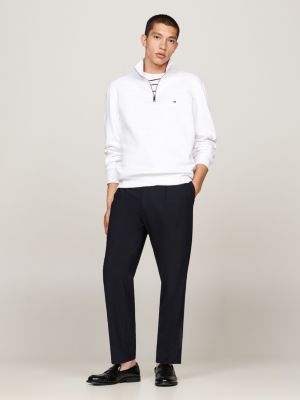 white quarter-zip mock turtleneck sweatshirt for men tommy hilfiger