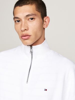 Tommy hilfiger white quarter zip sale