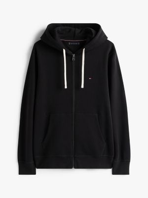 sweat à capuche en molleton zippé noir pour hommes tommy hilfiger