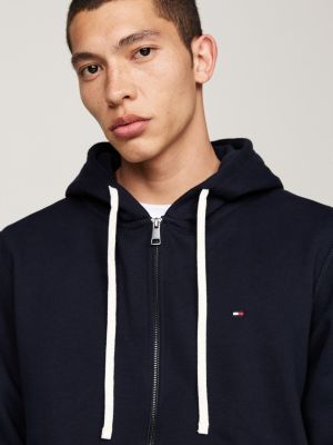 blue fleece zip-thru hoody for men tommy hilfiger