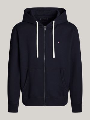 blue fleece zip-thru hoody for men tommy hilfiger