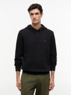 Flag Embroidery Terry Drawstring Hoody — Black 1