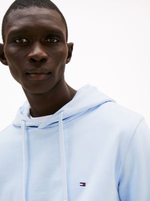 blauw terrykatoenen hoodie met geborduurde vlag voor heren - tommy hilfiger