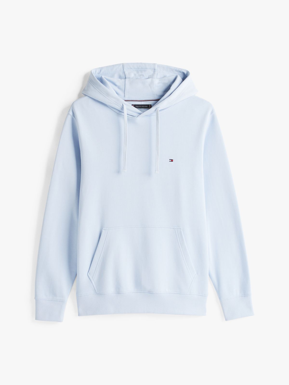 Flag Embroidery Terry Drawstring Hoody — Blue