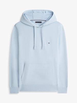 blau terry-hoodie mit tunnelzug und flag-stickerei für herren - tommy hilfiger