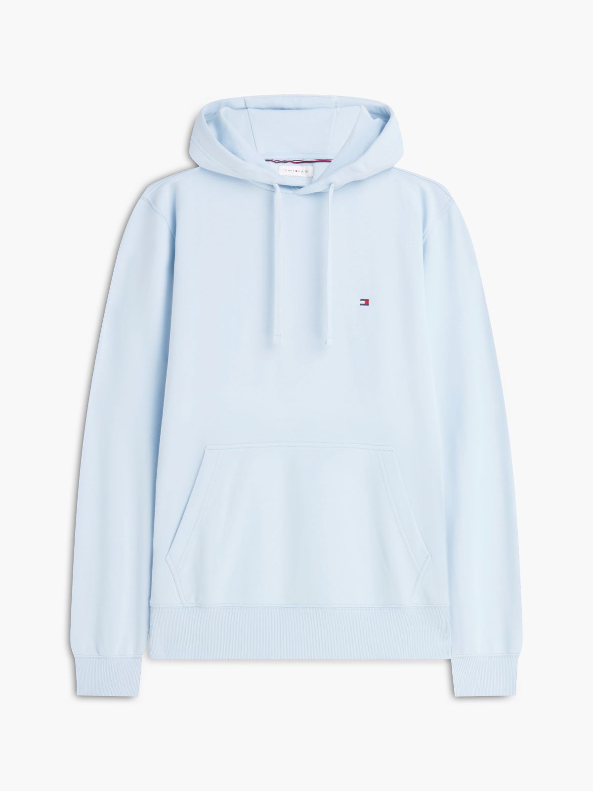 Flag Embroidery Terry Drawstring Hoody — Blue