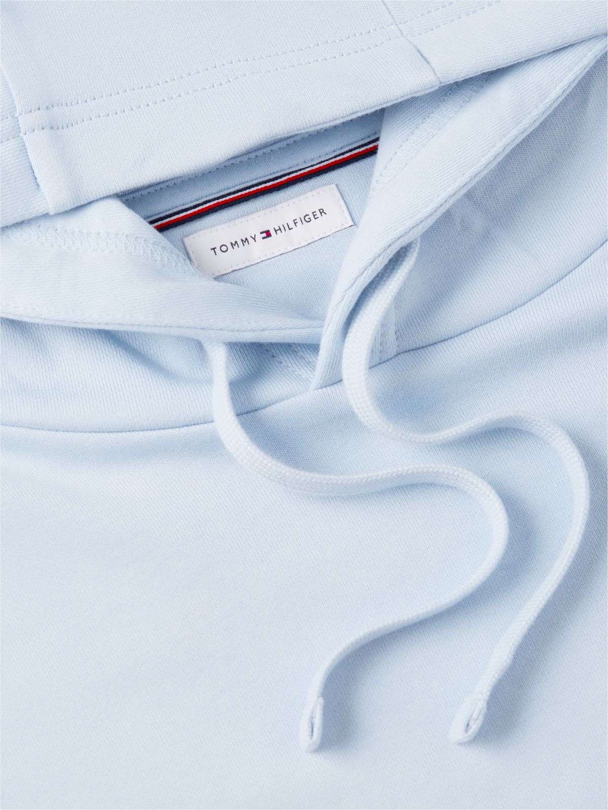 Flag Embroidery Terry Drawstring Hoody — Blue