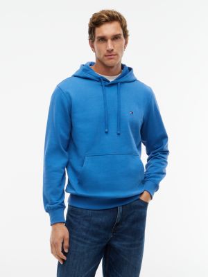 blue flag embroidery terry drawstring hoody for men tommy hilfiger