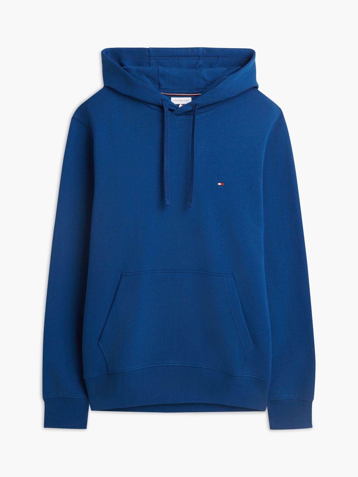 Flag Embroidery Terry Drawstring Hoody — Blue