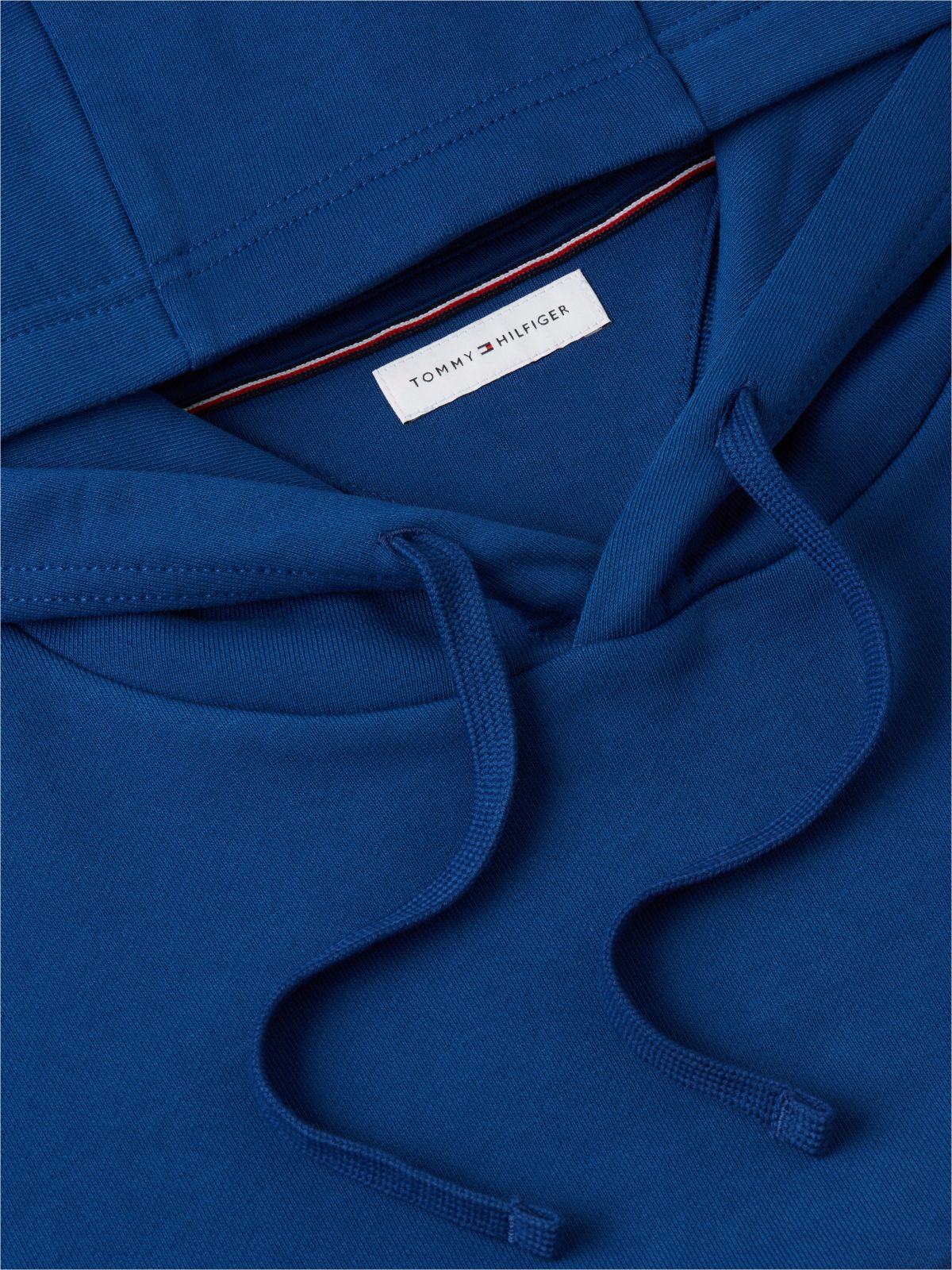 Flag Embroidery Terry Drawstring Hoody — Blue