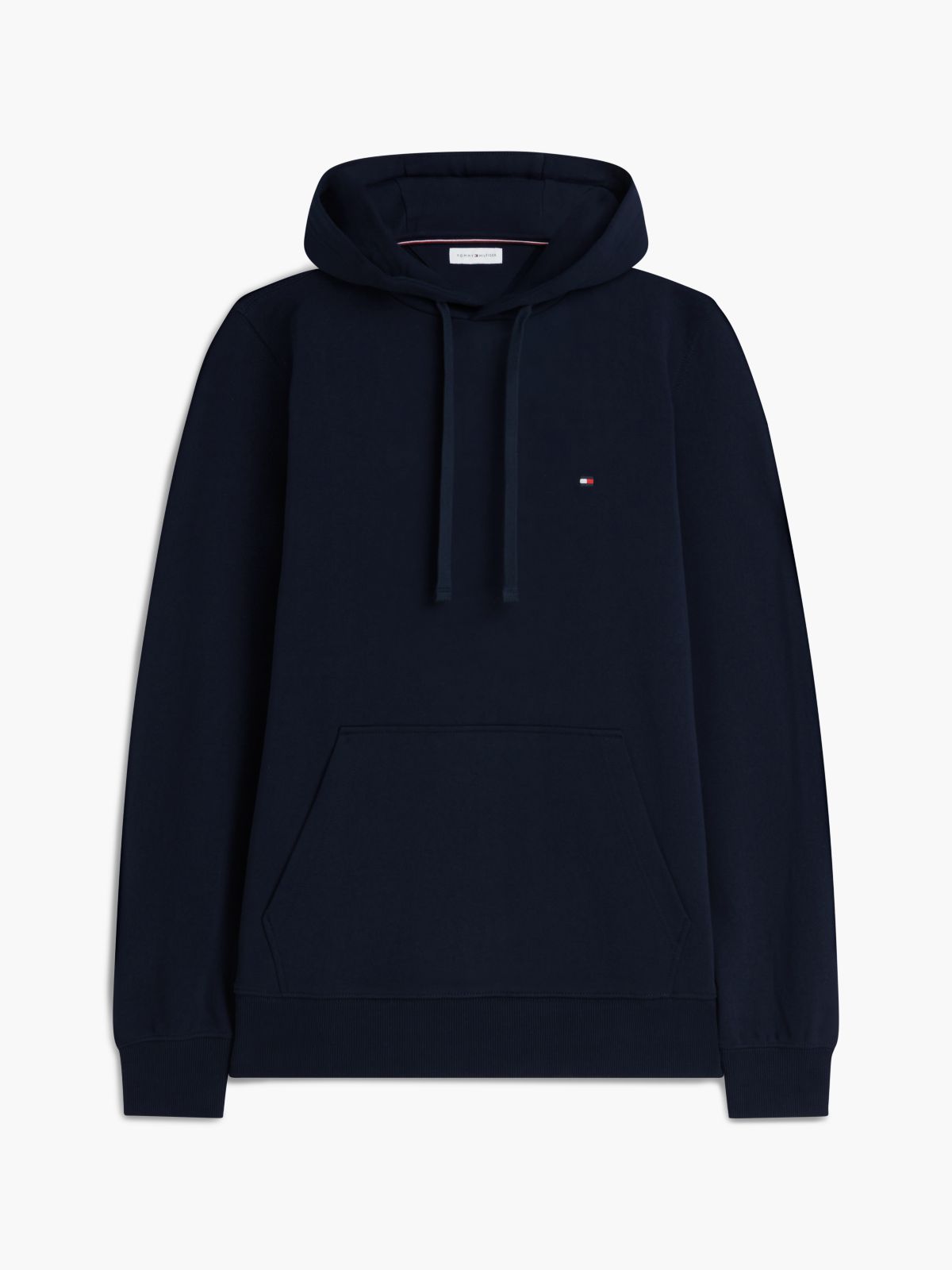 Flag Embroidery Terry Drawstring Hoody — Blue